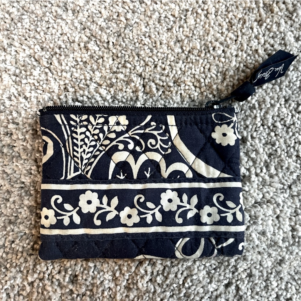 Vera Bradley Twirly Birds Navy and White Change Purse
